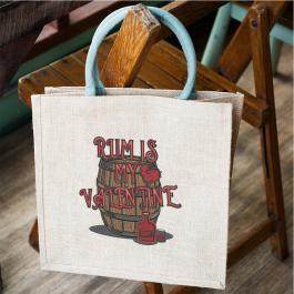 Tote Bag Embroidery Design: Rum Is My Valentine