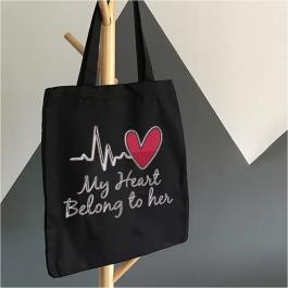 Tote Bag Embroidery design: My Heart Belong To Her