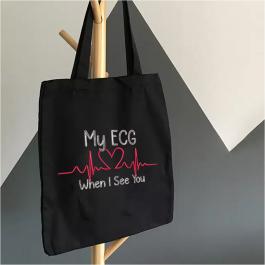 Embroidery Design: ECG When I See You For Tote Bag