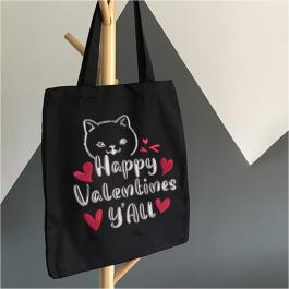 Embroidery Design: Happy Valentine Y'all Display For Tote Bag