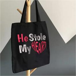 Tote Bag Embroidery Design: He Stole My Heart