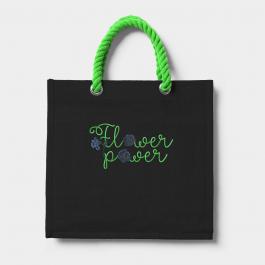 Embroidery Design: Flower Power Blue Rose Tote Bag Mock Up