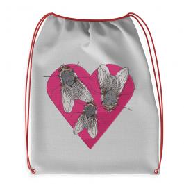Embroidery Design Heart Fly Bagpack Mockup Image