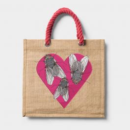 Embroidery Design Heart Fly Tote Bag Mock up Design