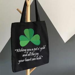 Embroidery Design: St Patrick's Day Wishes Tote Bag