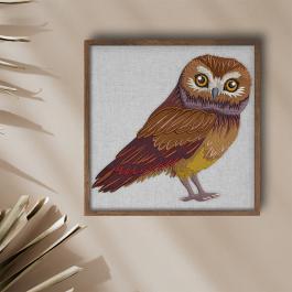 Cre8iveSkill - Saw Whet Owl wall frame mock up design