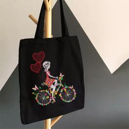 Cre8iveSkill's Girl Bicycle Tote Bag Mockup Design