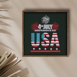 Embroidery Designs 4Th July USA Wall Frame Mock Up Design