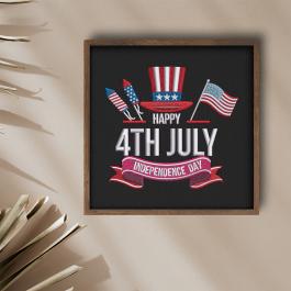 Embroidery Design Happy 4th Of July Independence Day Wall Frame Mock Up