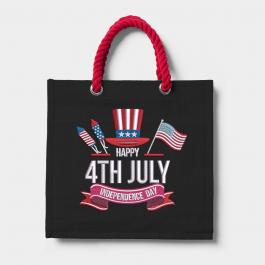 Embroidery Design Happy 4th Of July Independence Day Tote Bag Mock Up