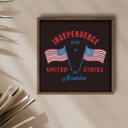 American Flags Wall Frame Embroidery Design Mock Up