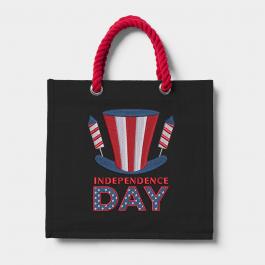 American Flag Hat Fireworks Tote Bag Embroidery Design