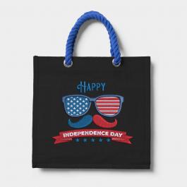 Embroidery Design: American Flag Glasses Tote Bag Mock Up