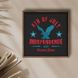 4th July American Eagle  Embroidery Design Wall Frame Mock Up