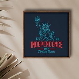 Embroidery Design: Statue of Liberty Independence Day Wall Frame Mock Up
