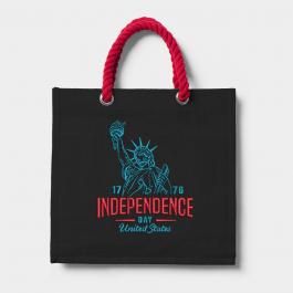 Embroidery Design: Statue of Liberty Independence Day Tote Bag Mock Up