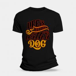 Llfe Is Better With A Dog Black T-Shirt Mockup Design