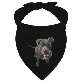Embroidery Design: Innocent Dog Scarf Mock Up
