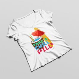 take a chill pill vector t-shirt design Mock Up
