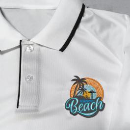 Morning Beach Embroidery Design T-Shirt Mockup