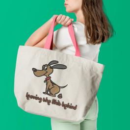 Humorous Dog Embroidery Design Tote Bag Mock Up