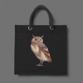 Mighty Owl Embroidery Design Tote Bag Mock Up