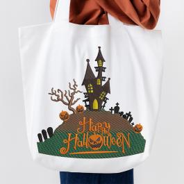 Halloween Haunted House Totebag Mockup Design
