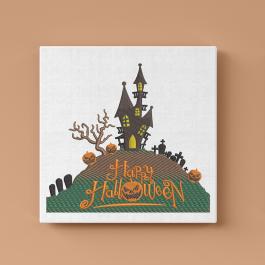 Halloween Haunted House Wallframe Mockup Design