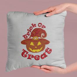 Trick or Treat Halloween Pumpkin Cushion cover mockup design