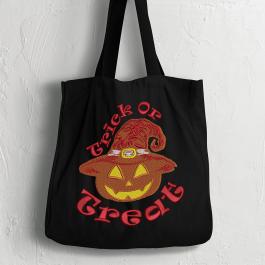 Trick or Treat Halloween Pumpkin Totebag mockup design