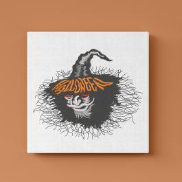 Scary Halloween Face wallframe mockup design