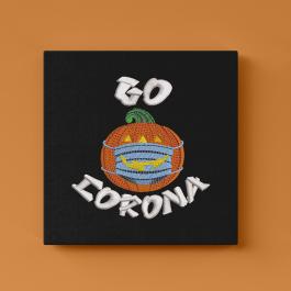 Go Corona Halloween Pumpkin With Mask Wall Frame Design