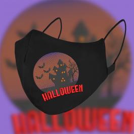 Scary Haunted House Mask Embroidery Design Mock Up