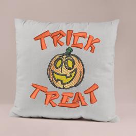 Trick Or Treat Cute Pumpkin Cushion Embroidery Design Mock Up