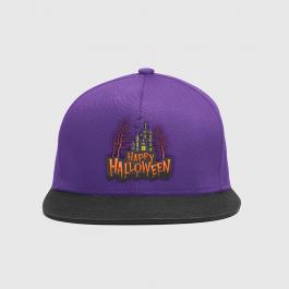 Halloween Creepy Haunted House Cap Embroidery Design Mock Up