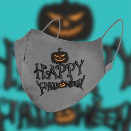 Creepy Halloween Pumpkin Mask Embroidery Design Mock Up