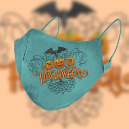 Halloween Pumpkin Faces Mask Embroidery Design Mock Up