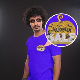 Pumpkin Halloween Sale Embroidery Design T-Shirt Mockup