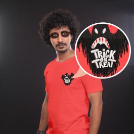 Trick Or Treat Bat Embroidery T-shirt Design Mock Up
