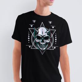 Demon Head Skull Vector Graphic T-Shirt Mockup Design
