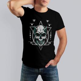 Demon Head Skull Vector Design T-Shirt Mockup Design