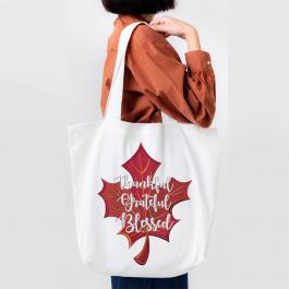 Thanksgiving leave embroidery design bag mockup