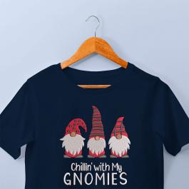 Christmas Gnomes Embroidery T-shirt Design Mockup
