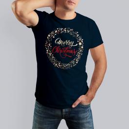 Merry Christmas Floral Wreath T-Shrit Mockup