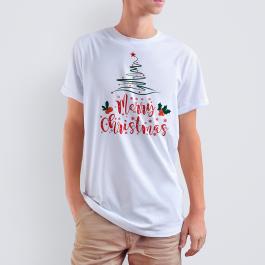 Merry Christmas Floral Wreath T-Shirt Mockup