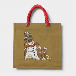 Happy Snowman Embroidery Design Tote Bag Mockup