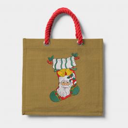 Santa Stocking Embroidery Design Tote Bag Mockup