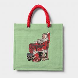 Sleeping Santa Tote Bag Embroidery Design Mockup