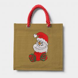 Christmas Snowman Tote Bag Embroidery Design Mockup