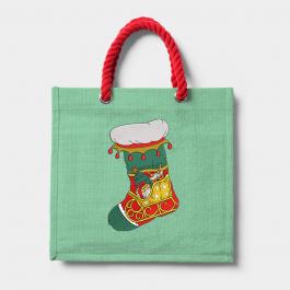 Christmas Stocking Tote Bag Embroidery Design Mockup